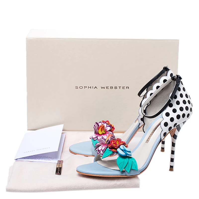 Sophia Webster Multicolor Leather Lilico Flower Embellished Ankle Strap Open Toe Sandals Size 39 For Women - Image 8