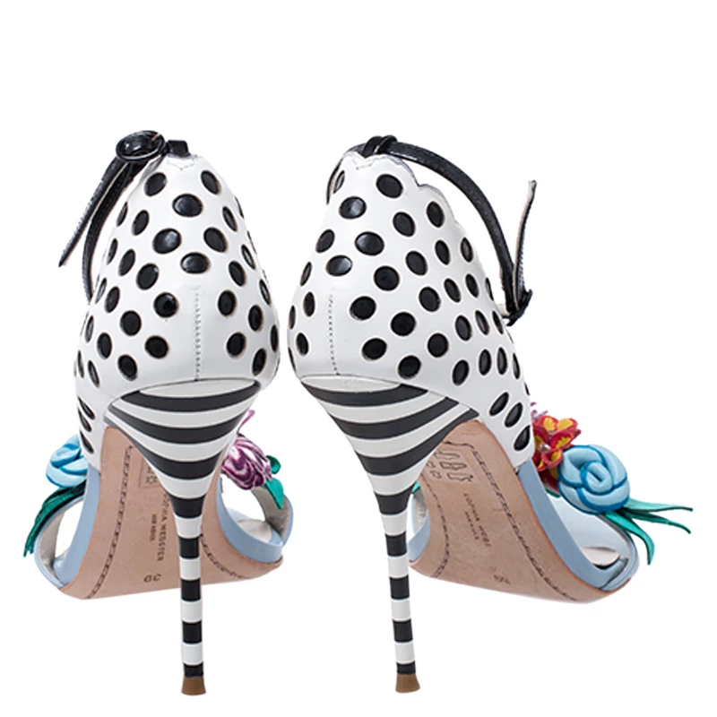 Sophia Webster Multicolor Leather Lilico Flower Embellished Ankle Strap Open Toe Sandals Size 39 For Women - Image 5