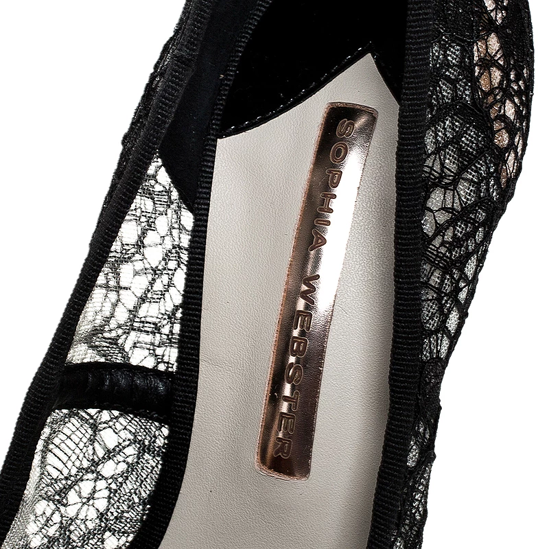 Sophia Webster Black Lace Coco Crystal Pointed Toe Pumps Size 36 For Women - Image 7