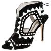 Sophia Webster Black/White Suede And Leather Riko Cut Out Sandals Size 41 For Women