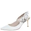 Sophia Webster White Leather Angelo Slingback Pointed Toe Sandals Size 38.5 For Women