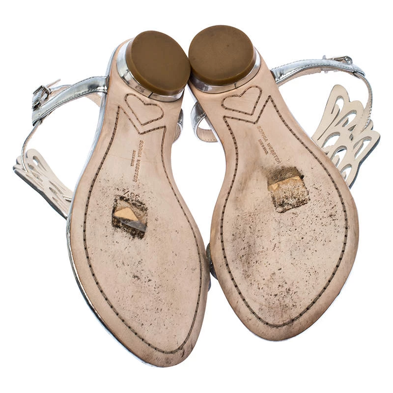 Sophia Webster Blue Ombre Glitter Leather Seraphina Angel Wing Flats Size 36.5 For Women - Image 6