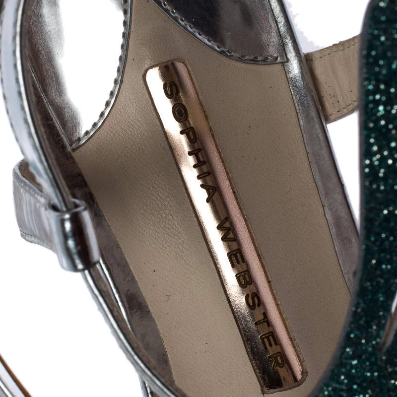 Sophia Webster Blue Ombre Glitter Leather Seraphina Angel Wing Flats Size 36.5 For Women - Image 7