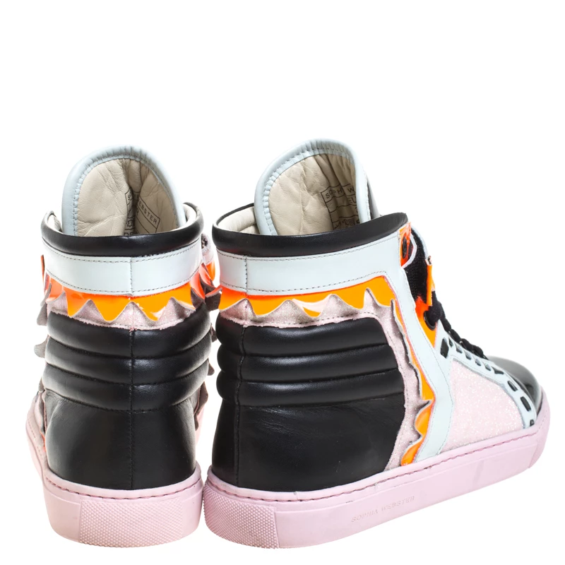 Sophia Webster Multicolor Leather, Patent And Glitter Fabric Riko High Top Sneakers Size 38 For Women - Image 5