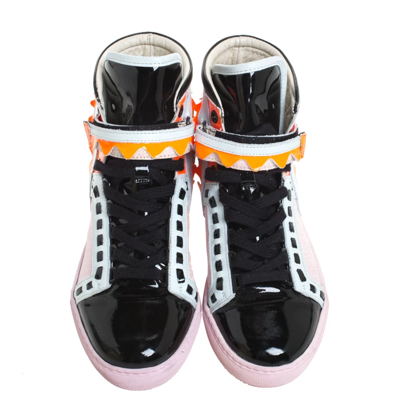 Sophia Webster Multicolor Leather, Patent And Glitter Fabric Riko High Top Sneakers Size 38 For Women - Image 3