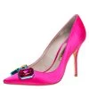 Sophia Webster Hot Pink Satin Lola Gem Pointed Toe Pumps Size 41 For Women