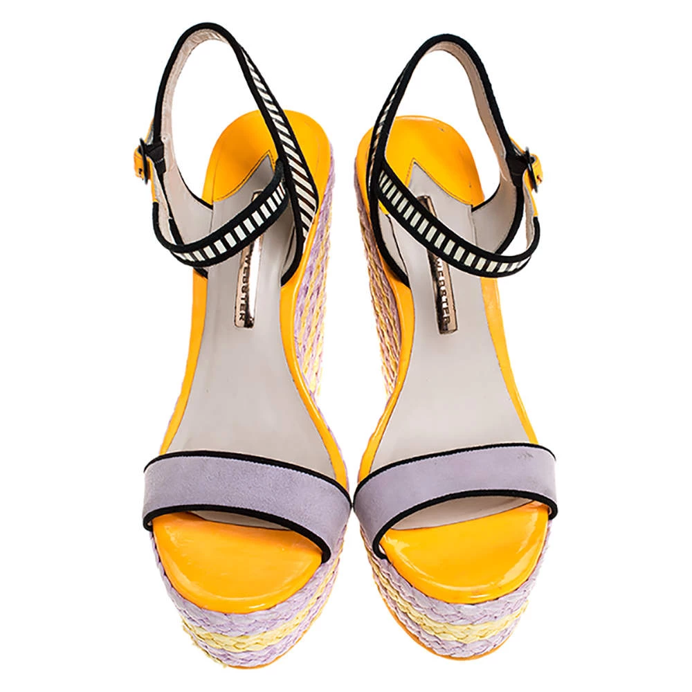 Sophia Webster Multicolor Suede And Patent Leather Lucita Espadrille Wedges Size 41 For Women - Image 3