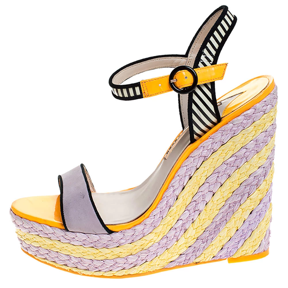 Sophia Webster Multicolor Suede And Patent Leather Lucita Espadrille Wedges Size 41 For Women - Image 2