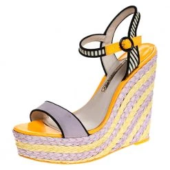 Sophia Webster Multicolor Suede And Patent Leather Lucita Espadrille Wedges Size 41 For Women