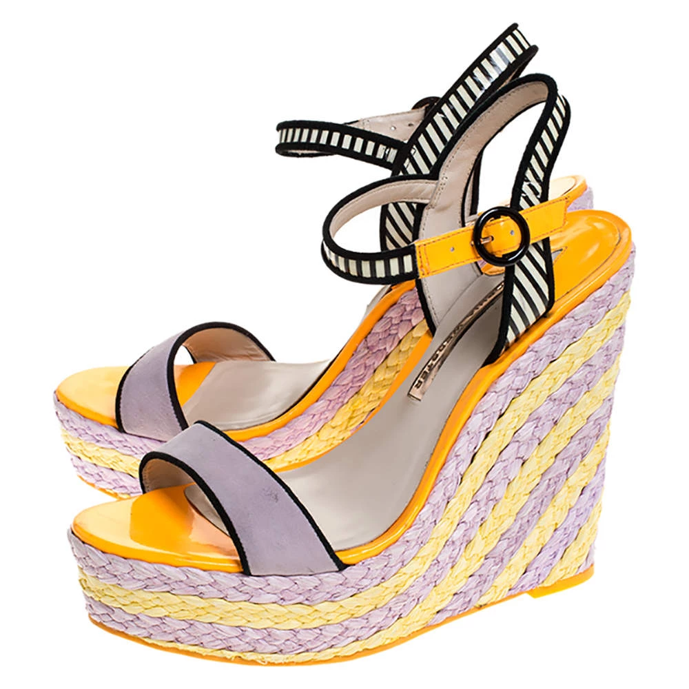 Sophia Webster Multicolor Suede And Patent Leather Lucita Espadrille Wedges Size 41 For Women - Image 4