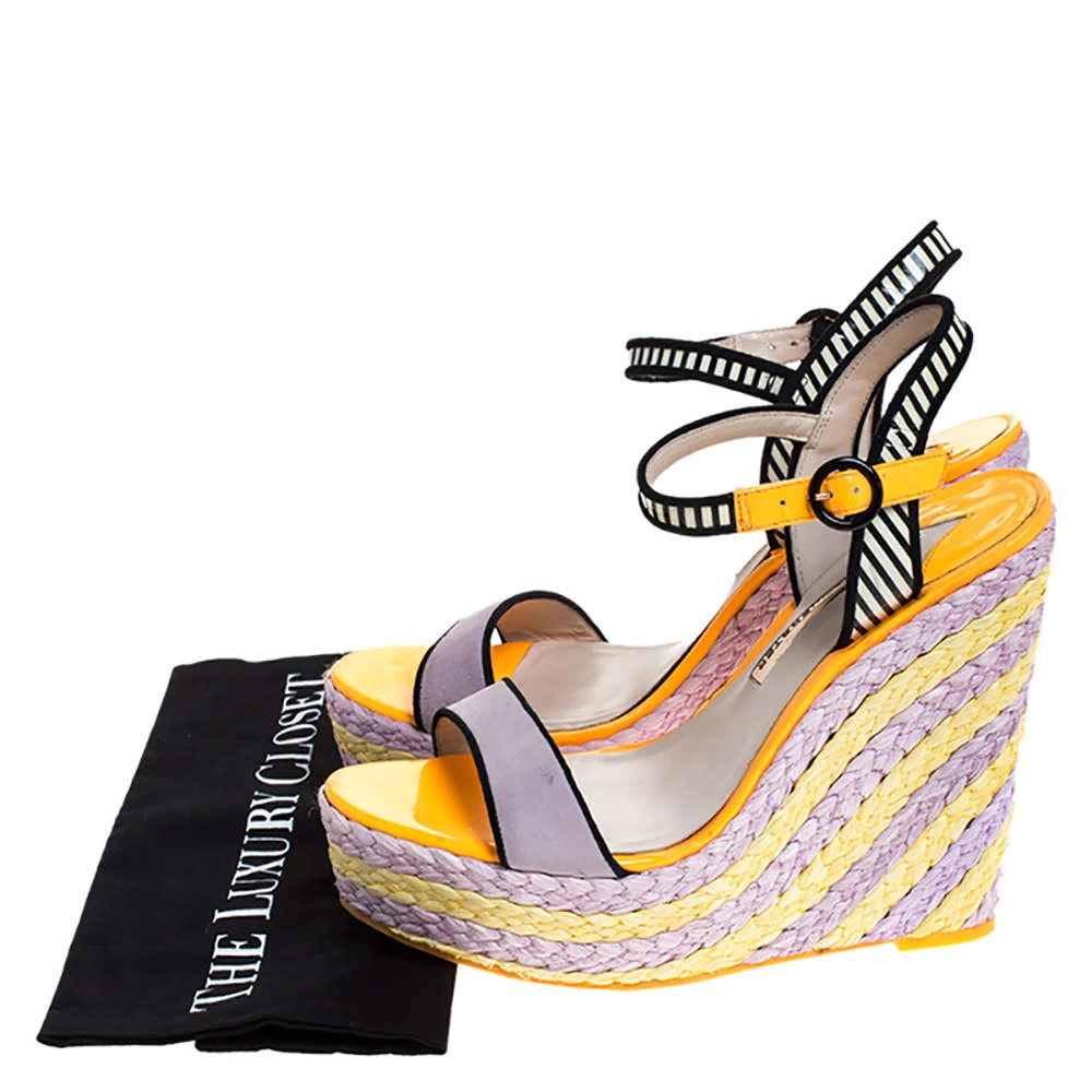 Sophia Webster Multicolor Suede And Patent Leather Lucita Espadrille Wedges Size 41 For Women - Image 8