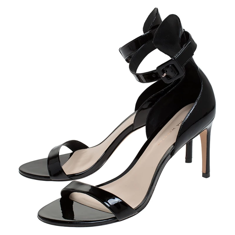 Sophia Webster Black Patent Leather Nicole Sandals Size 39.5 For Women - Image 4