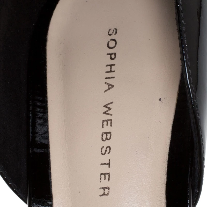 Sophia Webster Black Patent Leather Nicole Sandals Size 39.5 For Women - Image 7