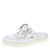 Sophia Webster White Leather Flower Embellished Mule Sneakers Size 36.5 For Women