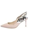 Sophia Webster Silver/Nude Leather Angelo Slingback Pumps Size 36 For Women