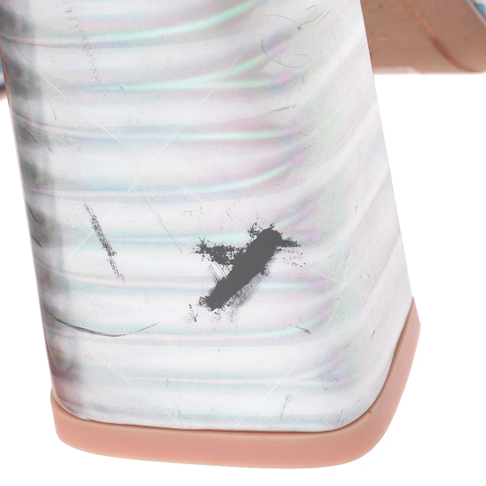 Sophia Webster Multicolor Metallic Leather And PVC Lana Crystal Embellished Block Heel Sandals Size 36 For Women - Image 8