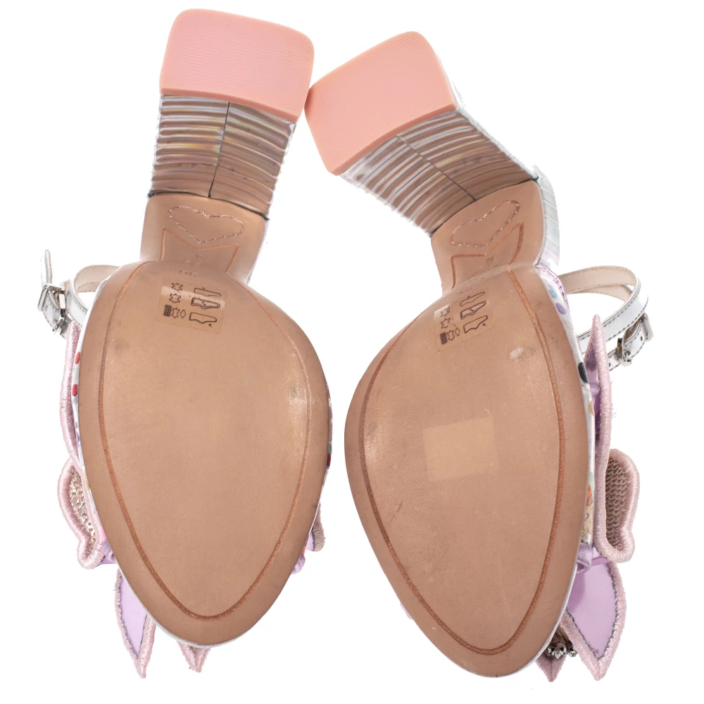 Sophia Webster Multicolor Metallic Leather And PVC Lana Crystal Embellished Block Heel Sandals Size 36 For Women - Image 6