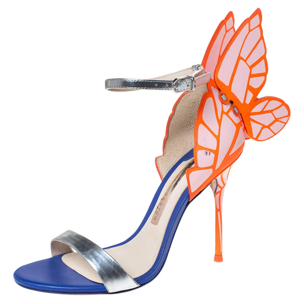 Sophia Webster Multicolor Silver Leather Chiara Butterfly Ankle Strap Sandals Size 36 For Women