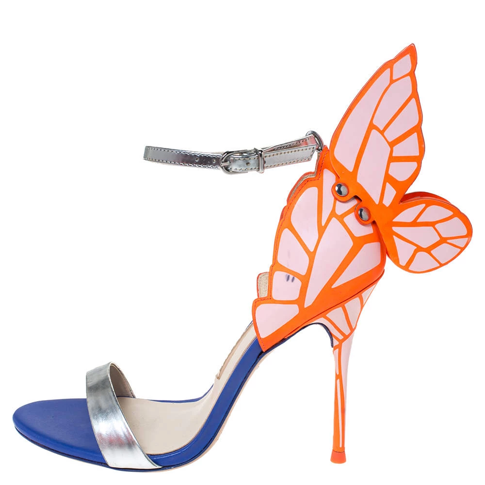 Sophia Webster Multicolor Silver Leather Chiara Butterfly Ankle Strap Sandals Size 36 For Women - Image 2