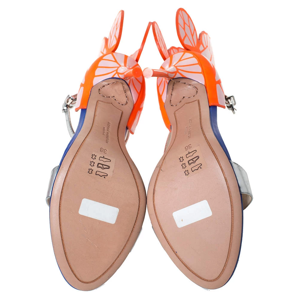 Sophia Webster Multicolor Silver Leather Chiara Butterfly Ankle Strap Sandals Size 36 For Women - Image 6