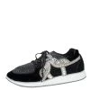 Sophia Webster Black Velvet/Mesh And Embellishment Royalty Low Top Sneakers Size 41.5 For Women