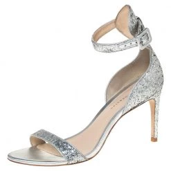 Sophia Webster Silver Glitter Fabric Nicole Sandals Size 39 For Women