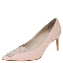 Sophia Webster Light Pink/Silver Leather Bibi Butterfly Pointed Toe Pumps Size 38.5 For Women
