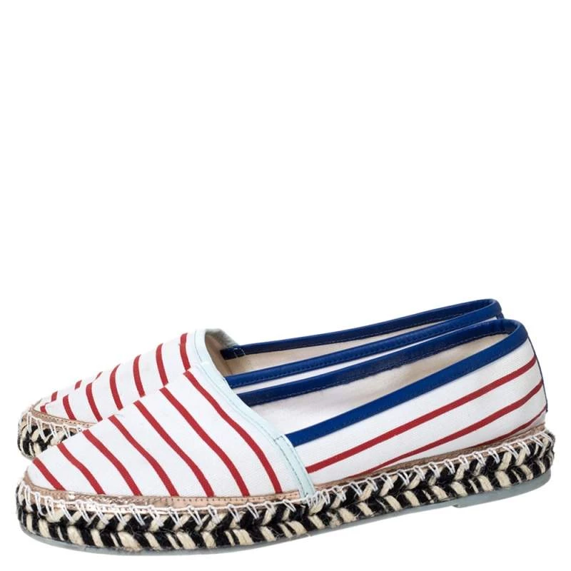 Sophia Webster Multicolor Striped Canvas Platform Espadrille Flats Size 38 For Women - Image 4