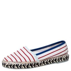 Sophia Webster Multicolor Striped Canvas Platform Espadrille Flats Size 38 For Women