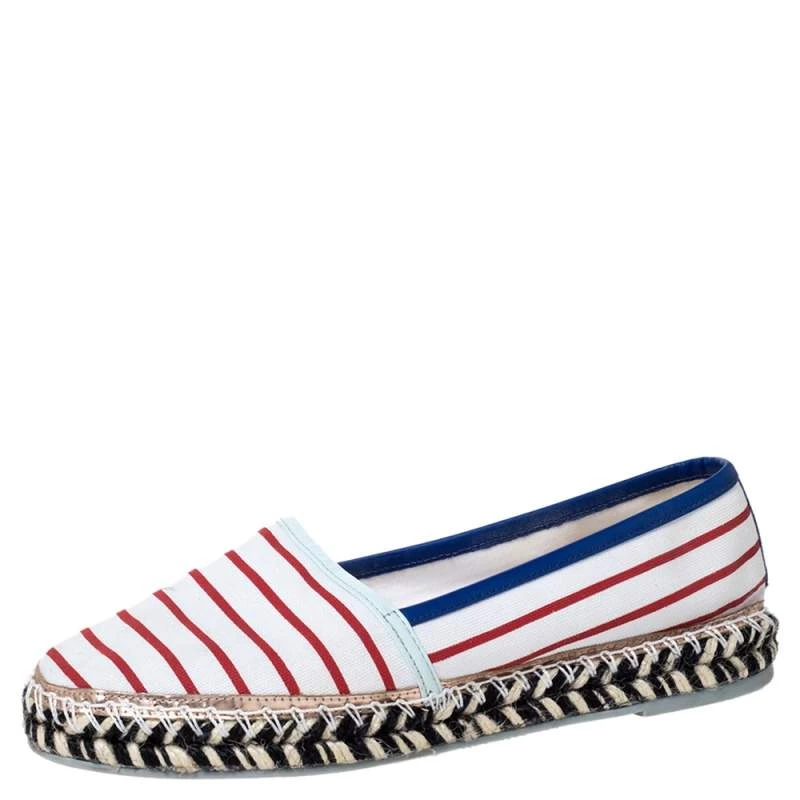 Sophia Webster Multicolor Striped Canvas Platform Espadrille Flats Size 38 For Women