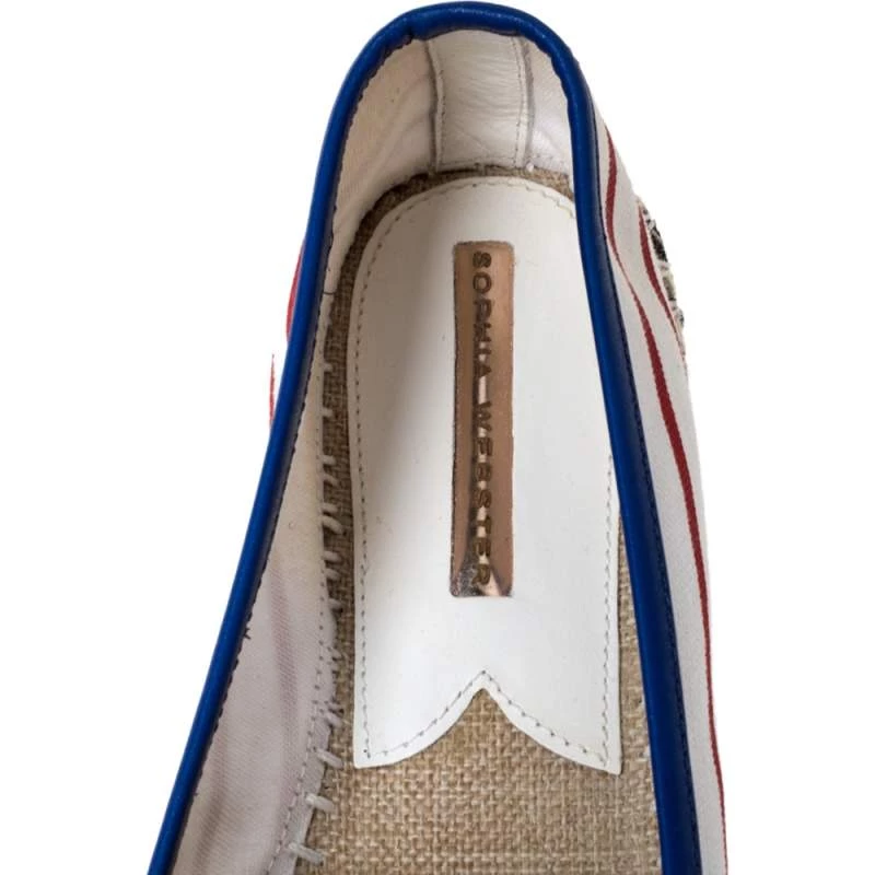 Sophia Webster Multicolor Striped Canvas Platform Espadrille Flats Size 38 For Women - Image 7