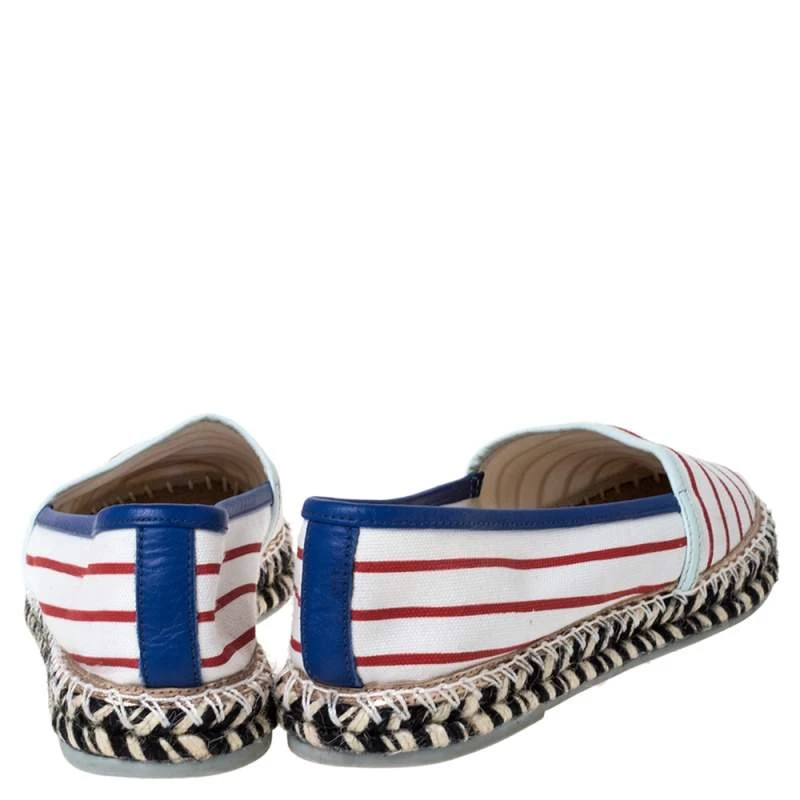 Sophia Webster Multicolor Striped Canvas Platform Espadrille Flats Size 38 For Women - Image 5
