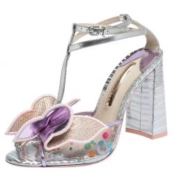 Sophia Webster Multicolor Metallic Leather And PVC Lana Crystal Embellished Block Heel Sandals Size 40 For Women