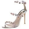 Sophia Webster Sliver Leather And PVC Crystal Embellished Ankle Strap Sandals Size 37 For Women