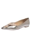 Sophia Webster Silver Leather Bibi Butterfly Ballet Flats Size 39 For Women
