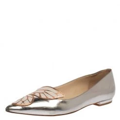 Sophia Webster Silver Leather Bibi Butterfly Ballet Flats Size 39 For Women