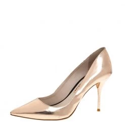 Sophia Webster Metallic Rose Gold Leather Coco Flamingo Pointed Toe Pumps Size 39 For Women