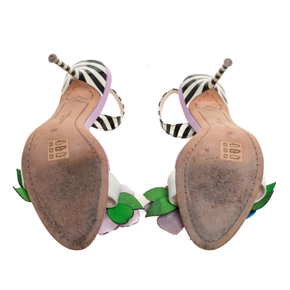 Sophia Webster Multicolor Patent Leather And Leather Lilico Floral Embellished Slingback Sandals Size 37 For Women - Image 6