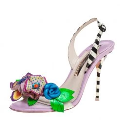 Sophia Webster Multicolor Patent Leather And Leather Lilico Floral Embellished Slingback Sandals Size 37 For Women