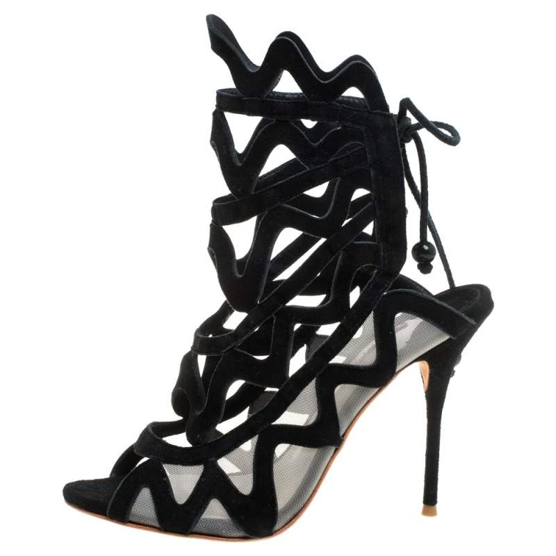 Sophia Webster Black Suede And Mesh Mila Cage Sandals Size 39.5 For Women - Image 2