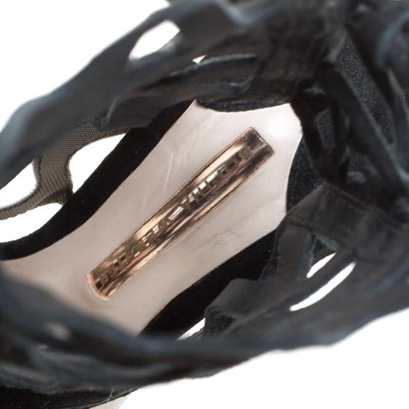 Sophia Webster Black Suede And Mesh Mila Cage Sandals Size 39.5 For Women - Image 7