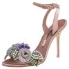 Sophia Webster Beige Satin And Glitter Flower Lilico Ankle Wrap Sandals Size 36 For Women