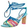 Sophia Webster Multicolor Leather Cord Copacabana Cork Heel Ankle Wrap Sandals Size 36.5 For Women