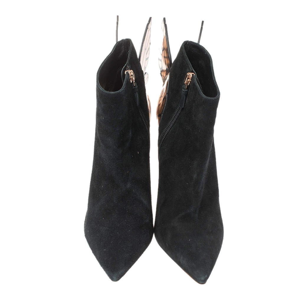 Sophia Webster Black/Rose Gold Suede Chiara Wing Ankle Boots Size 39 For Women - Image 3