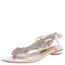 Sophia Webster Pink Glitter Leather Seraphina Angel Wing Flats Size 36.5 For Women