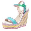 Sophia Webster Multicolor Leather Lucita Raffia Wedge Platform Ankle Strap Sandals Size 38 For Women