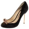 Sophia Webster Black Suede Loren Peep Toe Pumps Size 37 For Women