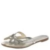 Sophia Webster Silver Leather And PVC Madame Butterfly Flat Slides Size 35.5 For Women