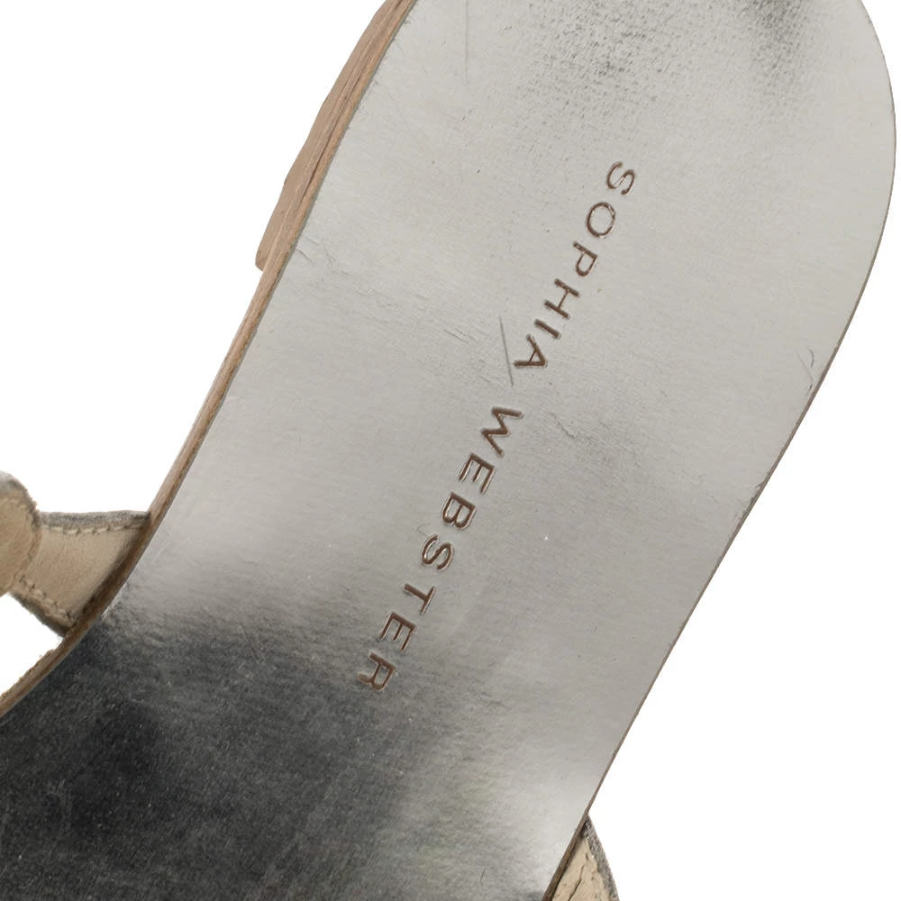 Sophia Webster Silver Leather And PVC Madame Butterfly Flat Slides Size 35.5 For Women - Image 7