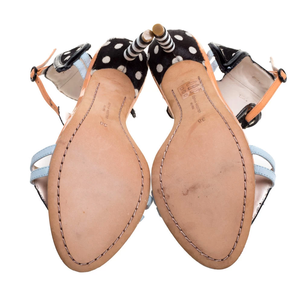 Sophia Webster Multicolor Pony Hair And Patent Leather Mollie Embellished T Strap Sandals Size 38 For Women - Image 6